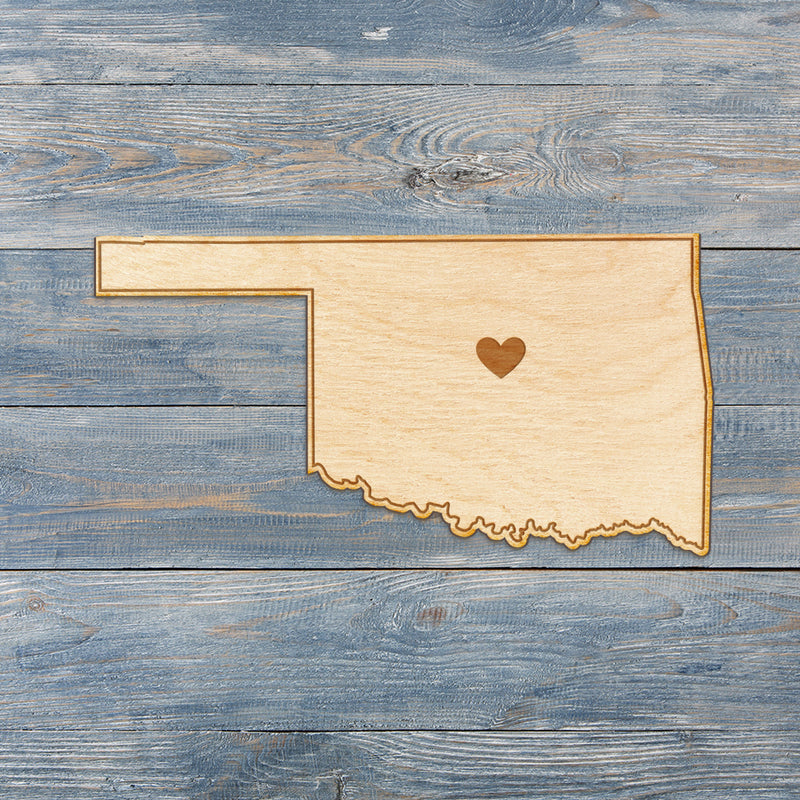 Oklahoma Cut Sign With Custom Engraved Heart Placement
