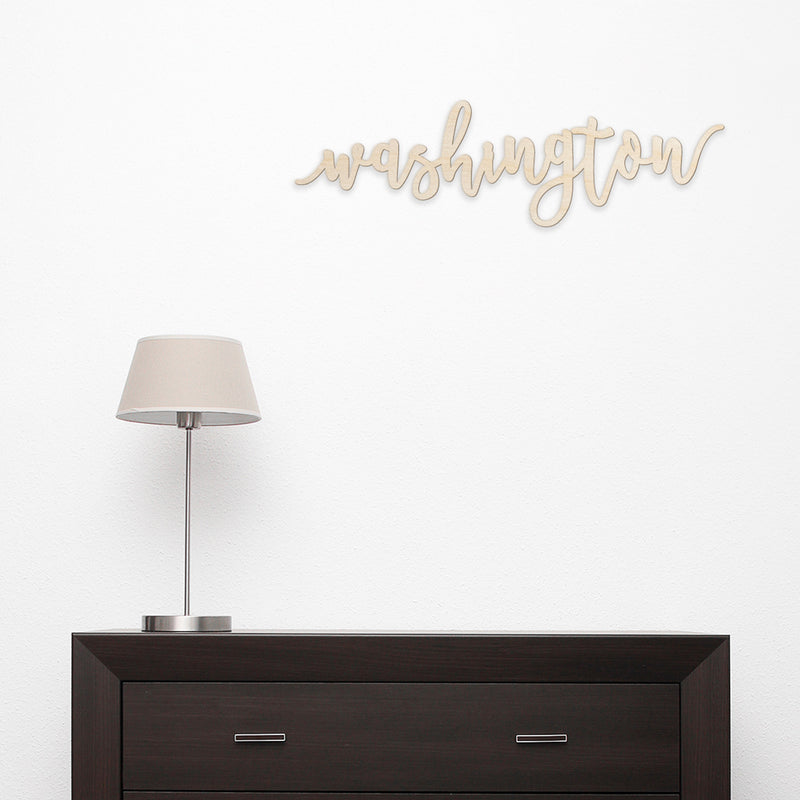 Pen Script Washington Wood Sign