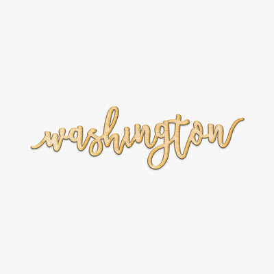 Pen Script Washington Wood Sign