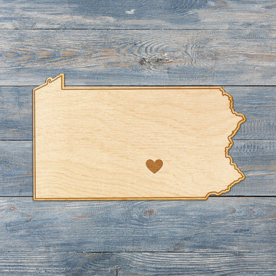 Pennsylvania Cut Sign With Custom Engraved Heart Placement