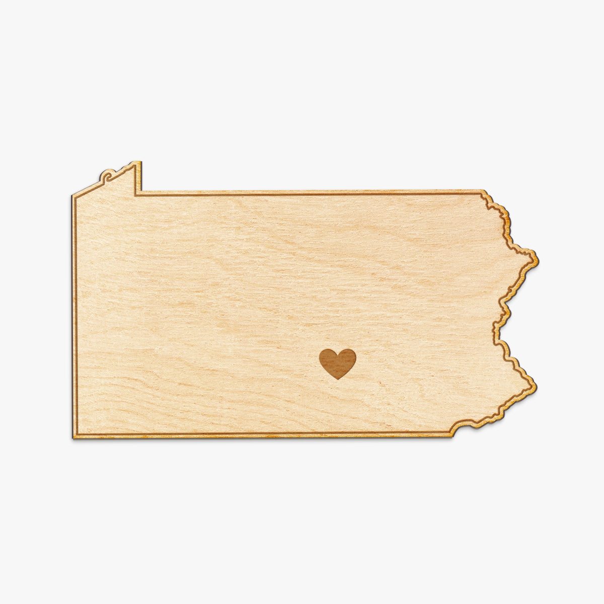 Pennsylvania Cut Sign With Custom Engraved Heart Placement