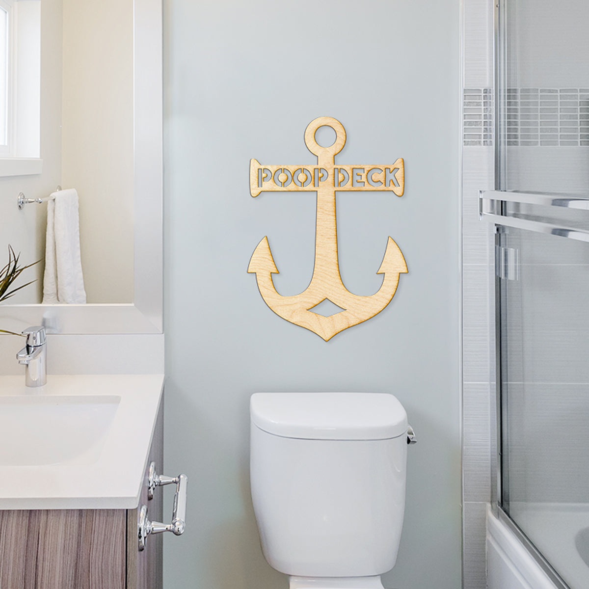 Poop Deck Anchor Wood Sign