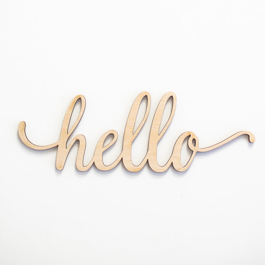 Script Hello Wood Sign