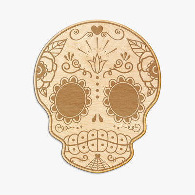 Sugar Skull Engraved Wood Sign