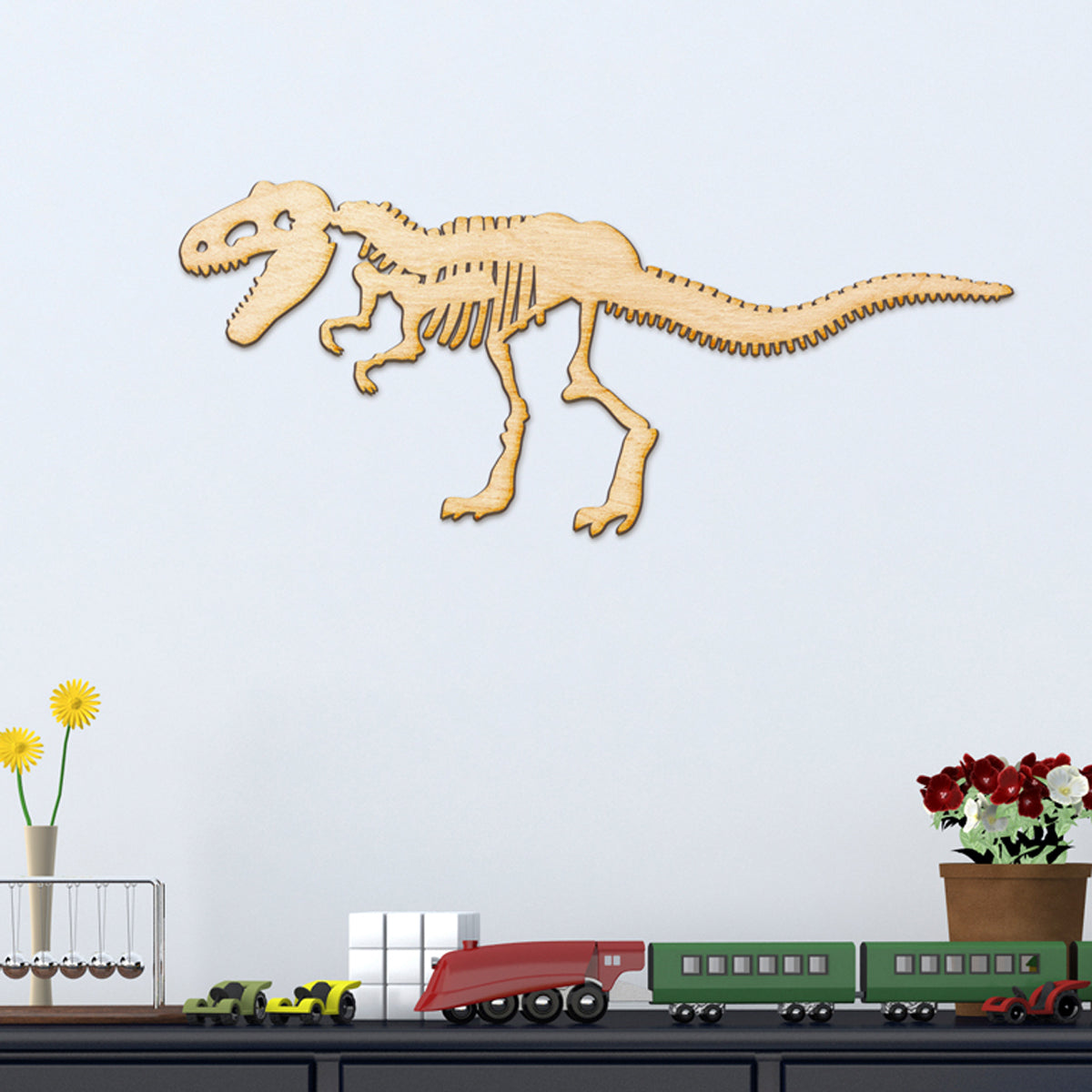 T-Rex Skeleton Wood Cut Sign