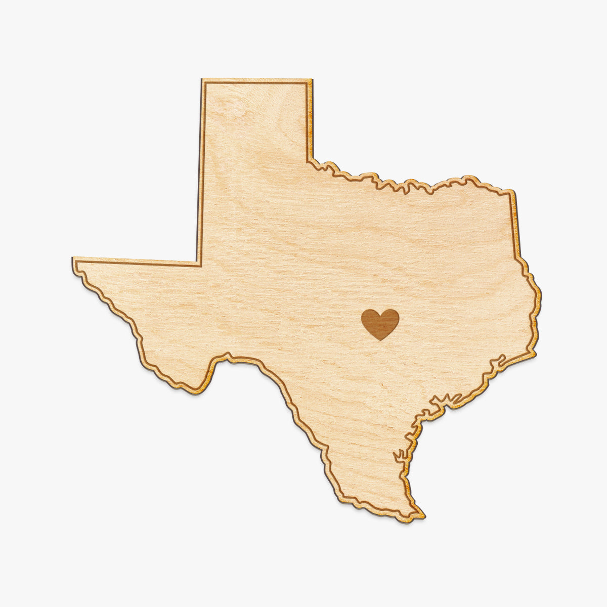 Texas Cut Sign With Custom Engraved Heart Placement