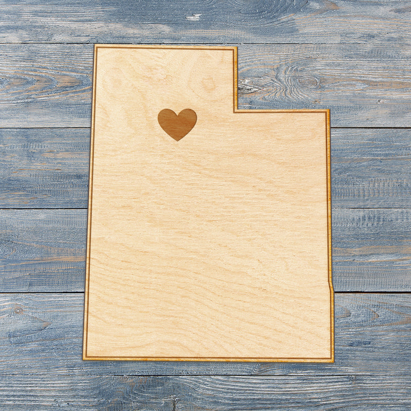 Utah Cut Sign With Custom Engraved Heart Placement