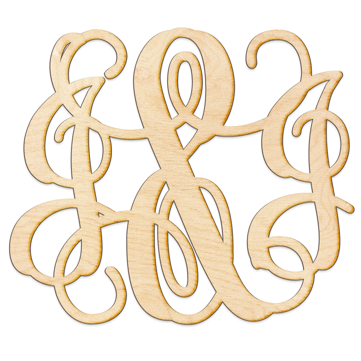 Vine Ampersand Initials Monogram Wood Sign