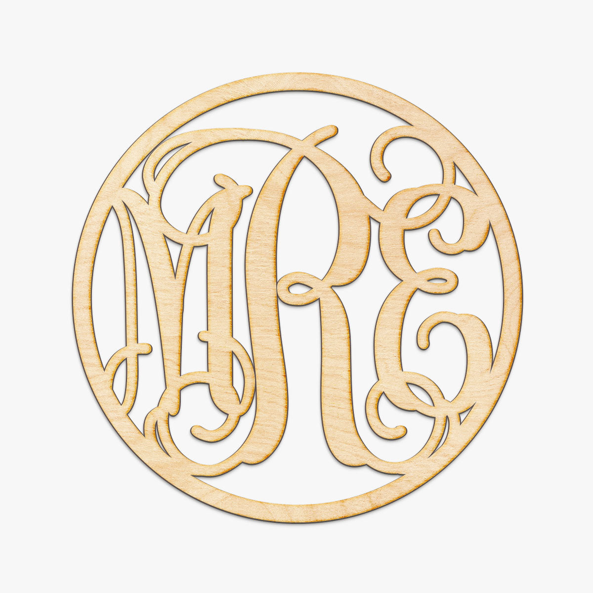 Wood Circle Vine Monogram