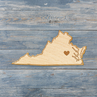 Virginia Cut Sign With Custom Engraved Heart Placement