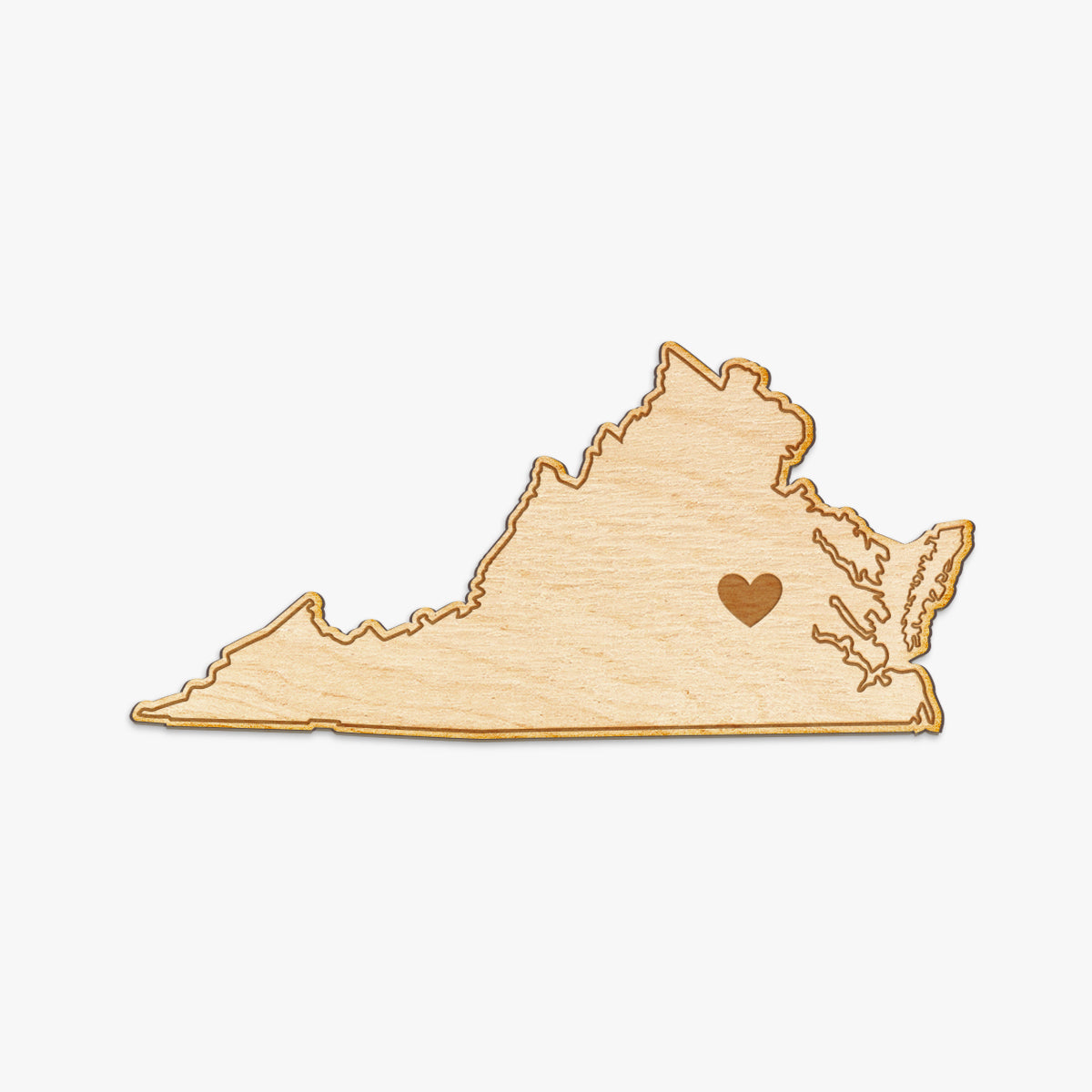 Virginia Cut Sign With Custom Engraved Heart Placement
