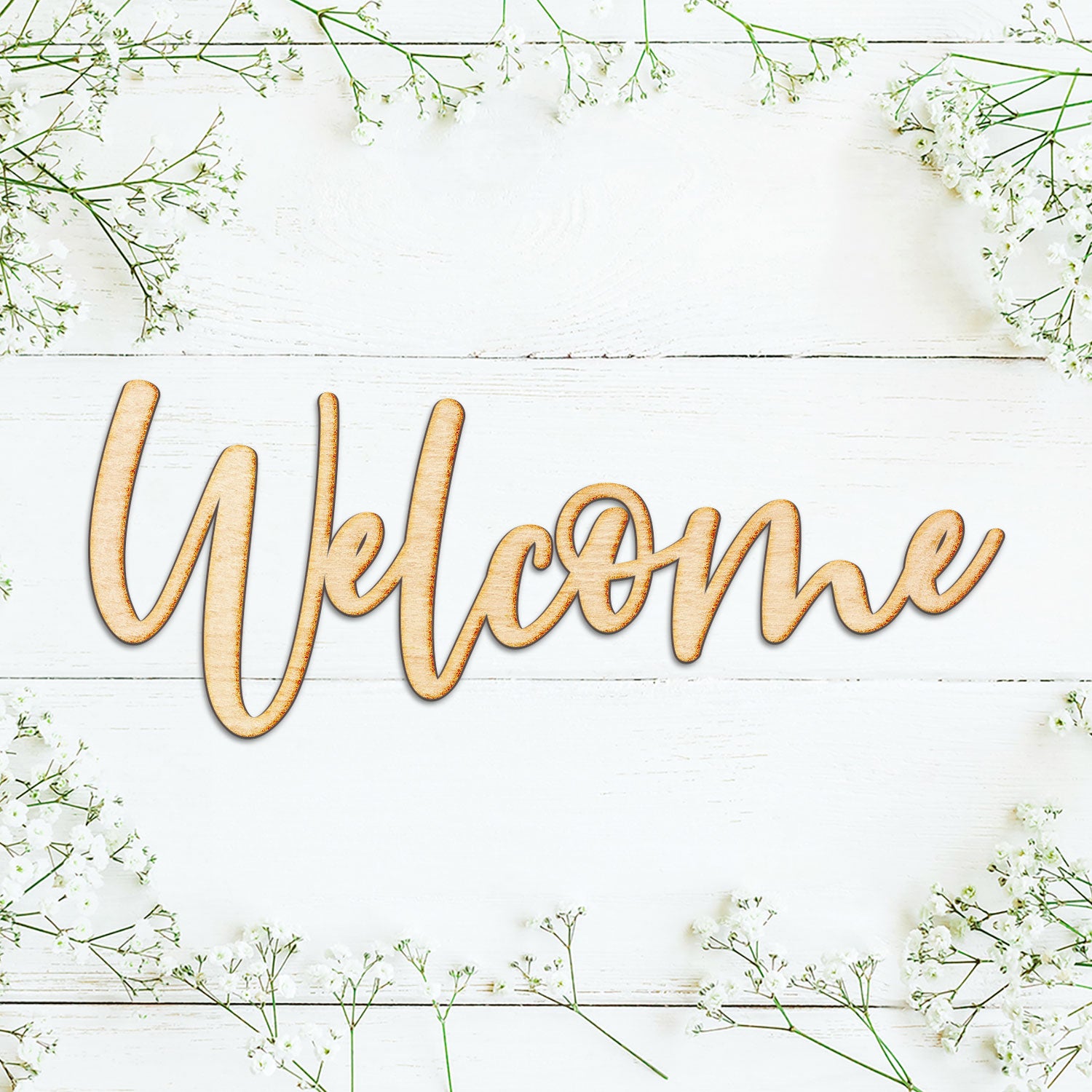 Welcome Jules Script Wood Cut Sign