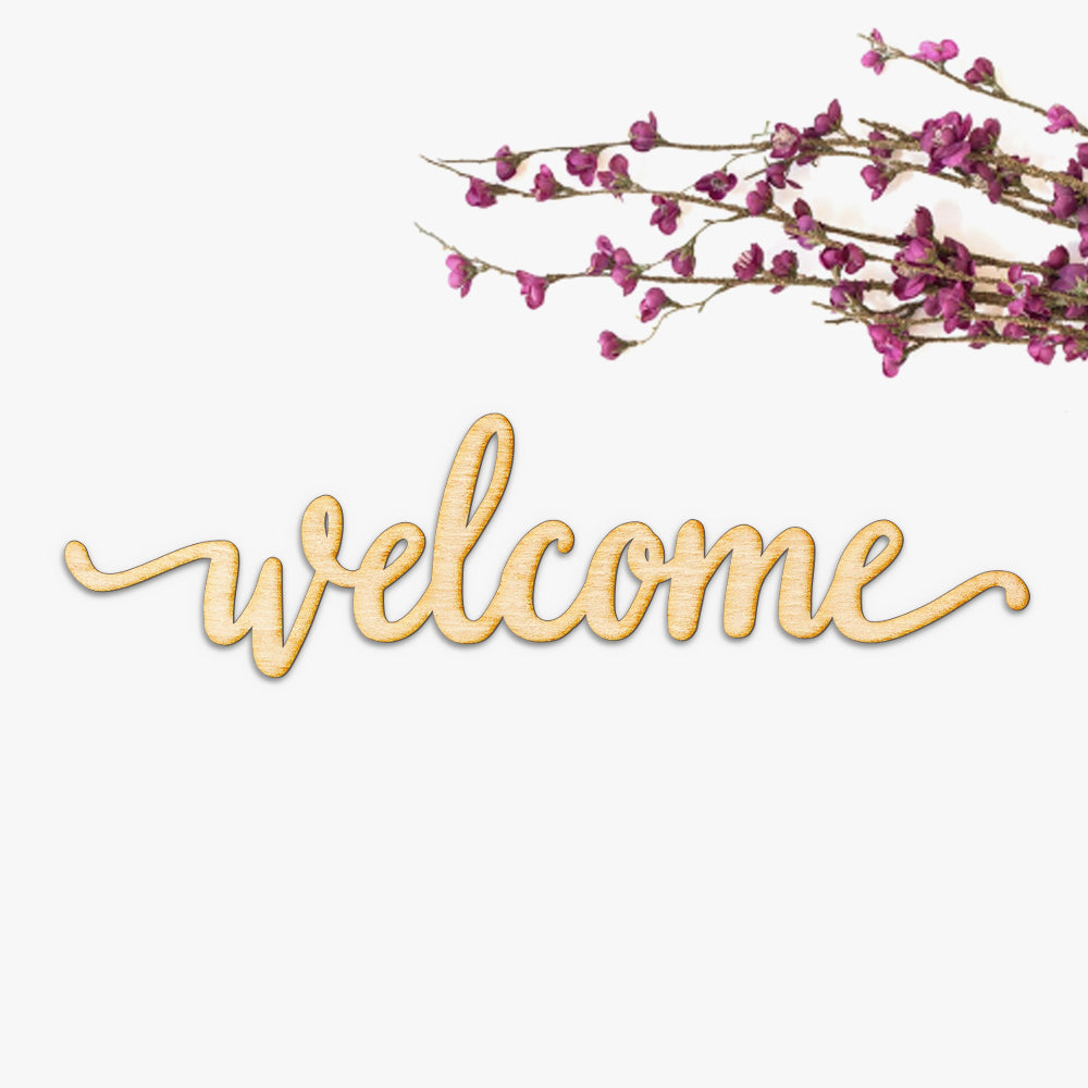 Welcome Script Wood Cut Sign
