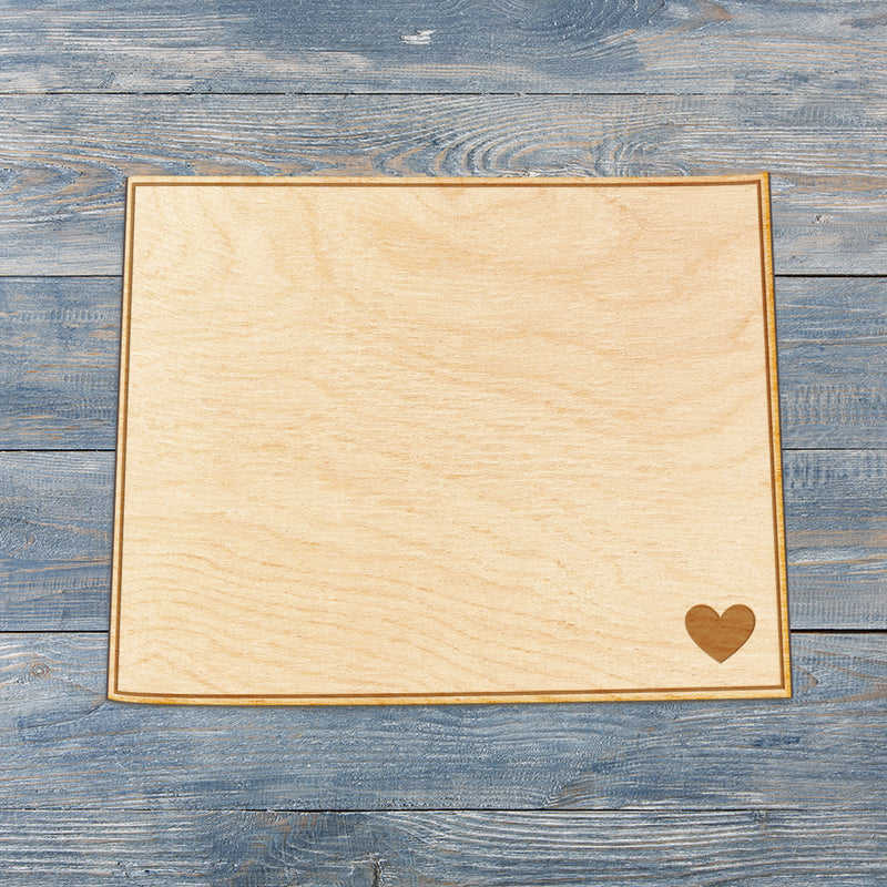 Wyoming Cut Sign With Custom Engraved Heart Placement