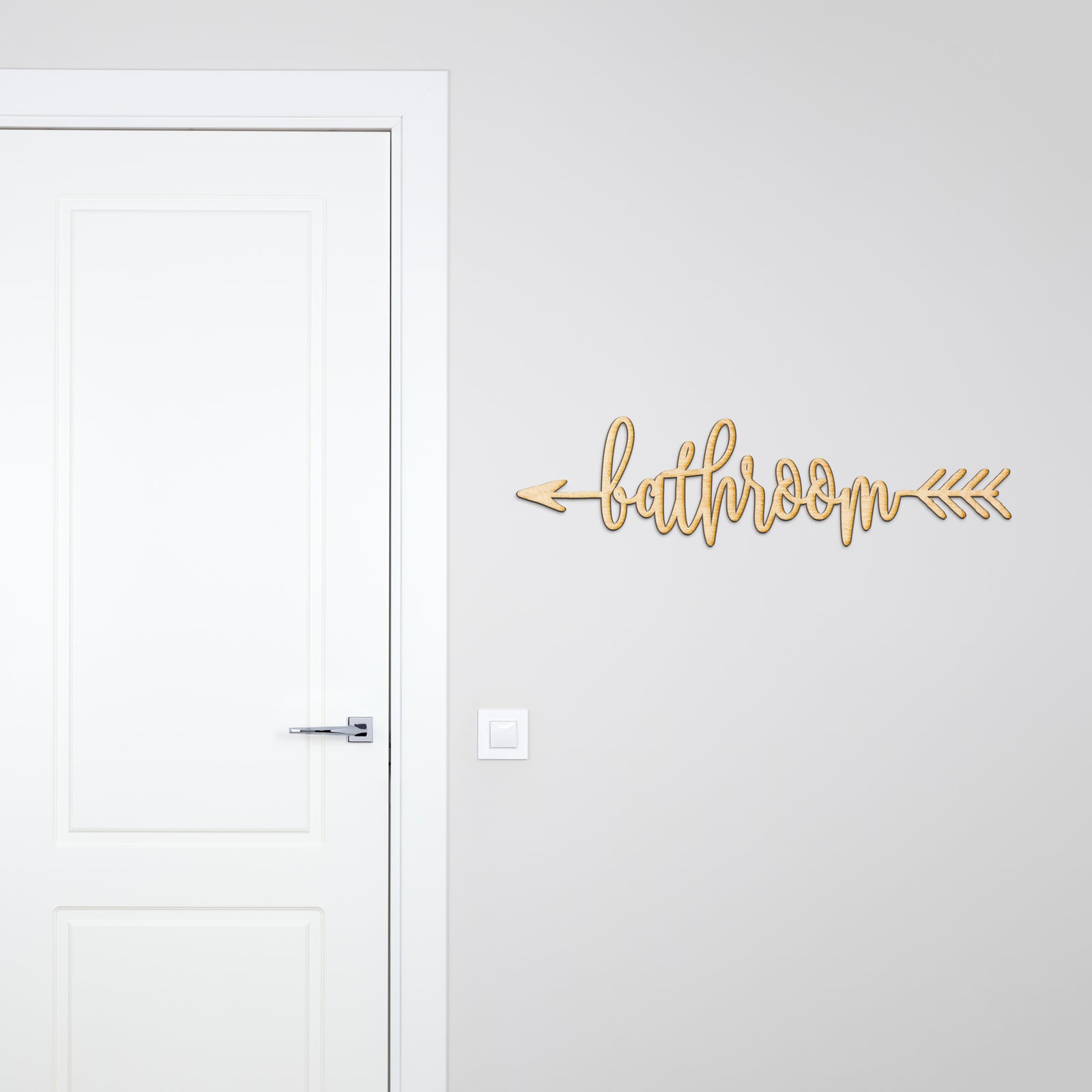 Bathroom Arrow Wood Sign