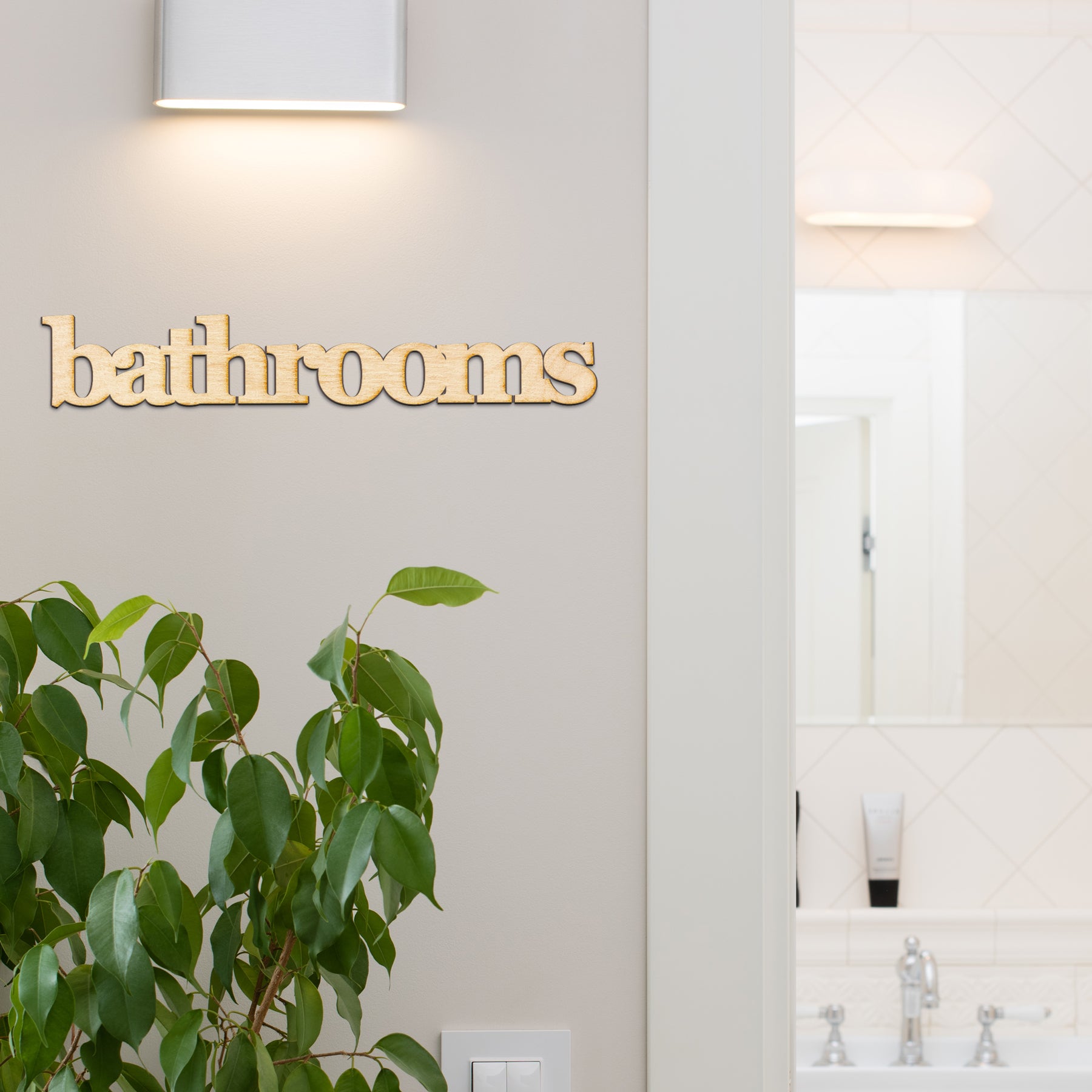 bathrooms Wood Sign