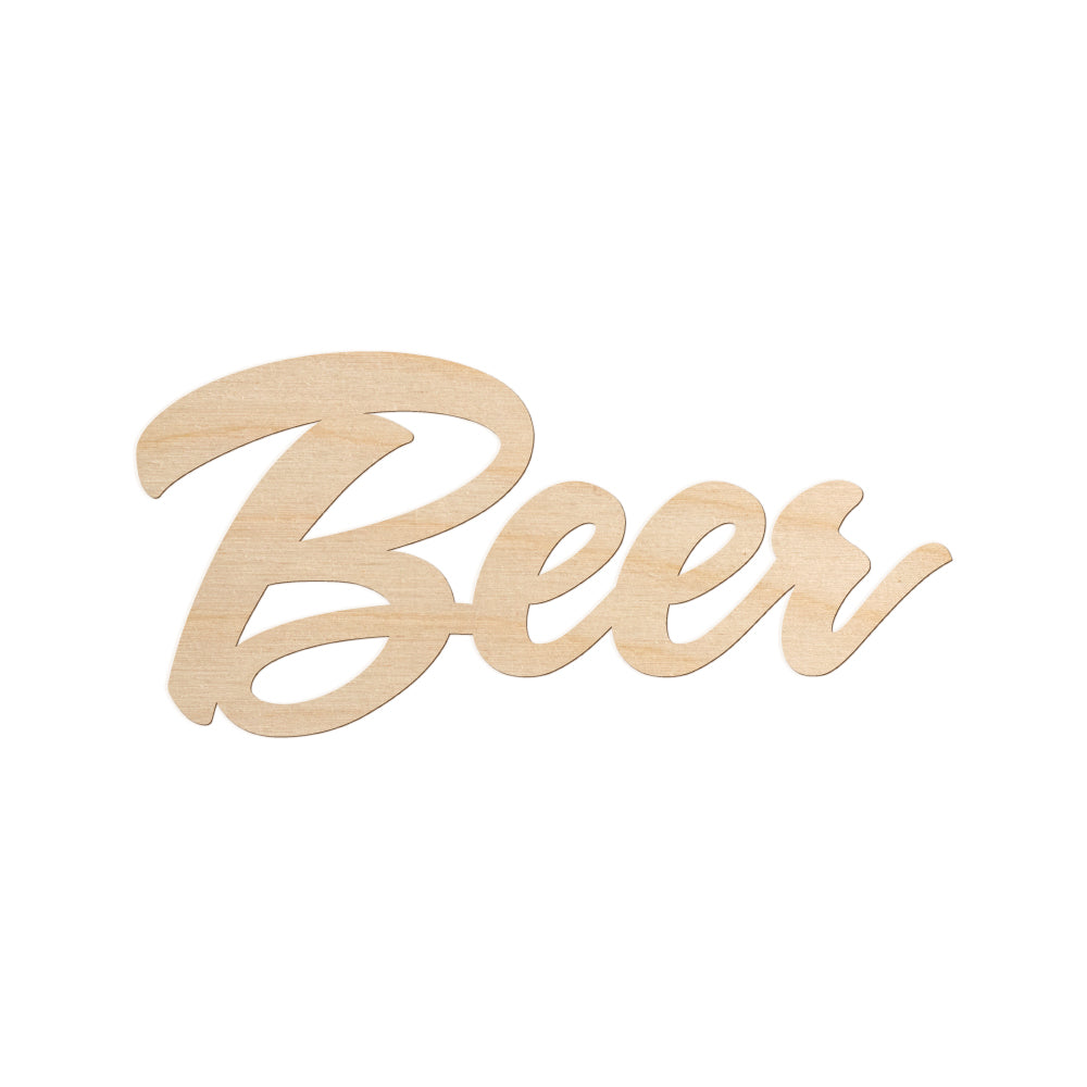 Beer Wood Script Sign