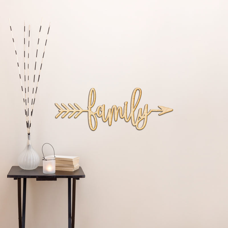 Family Arrow Wood Sign