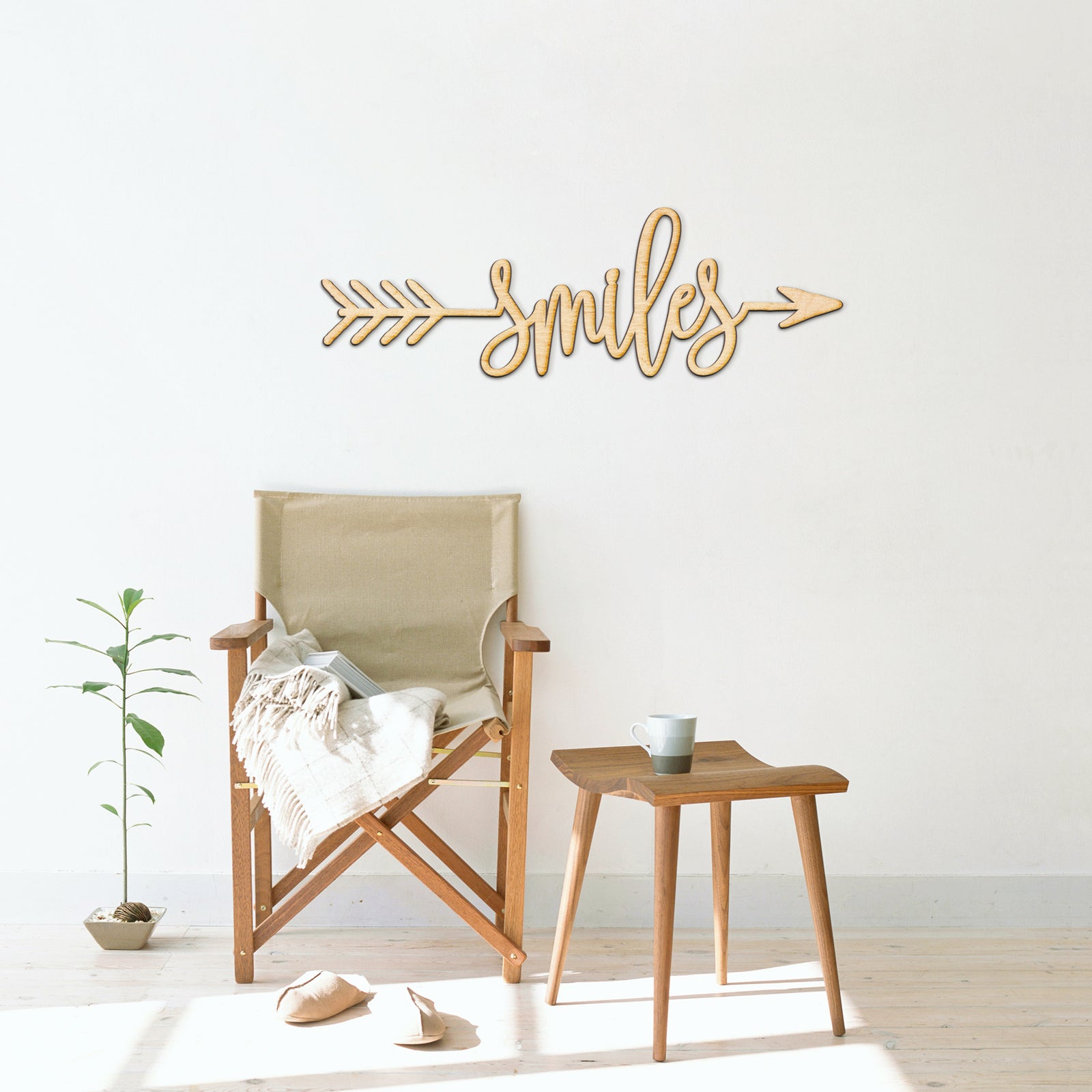 Smiles Arrow Wood Sign