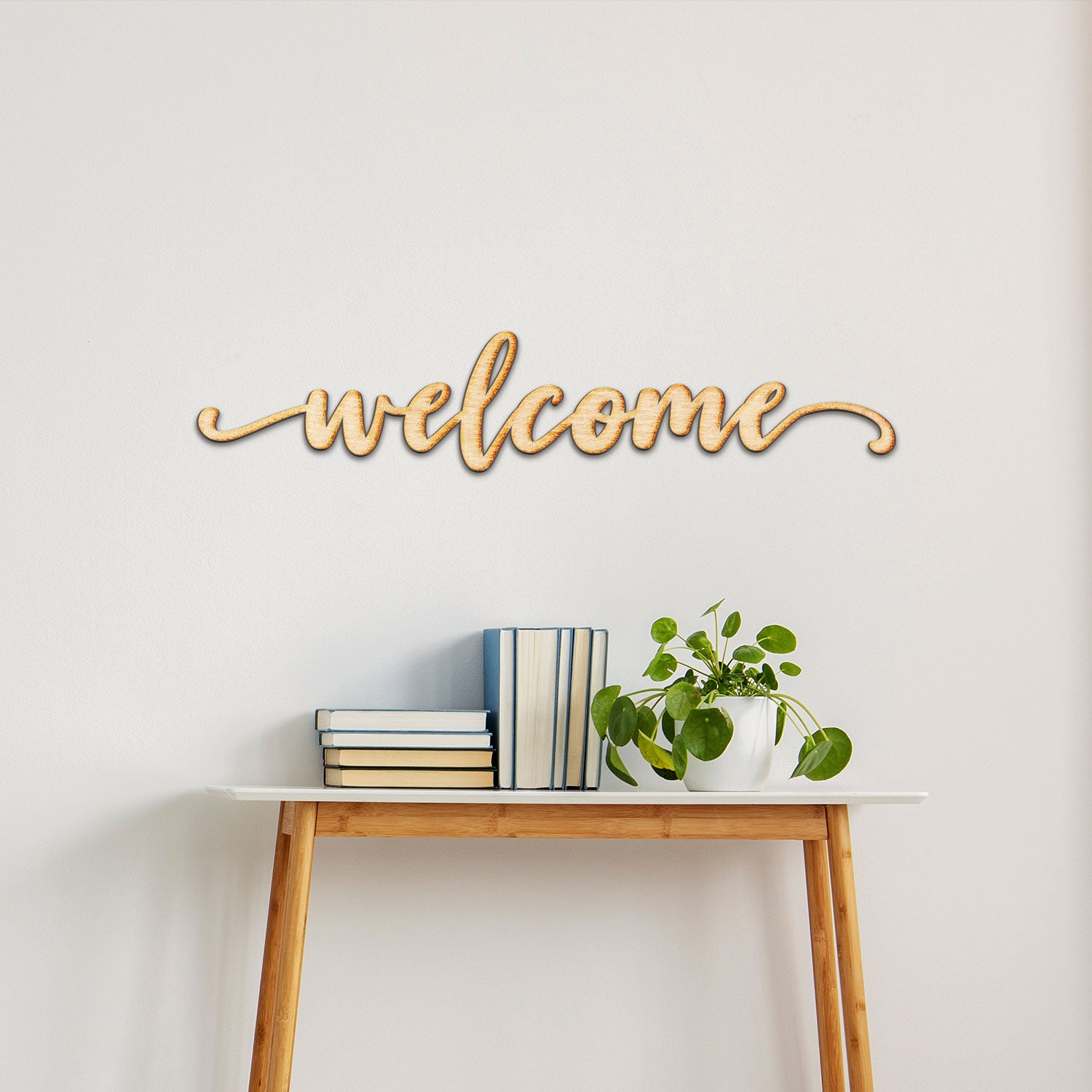 Welcome Neverland Script Wood Cut Sign