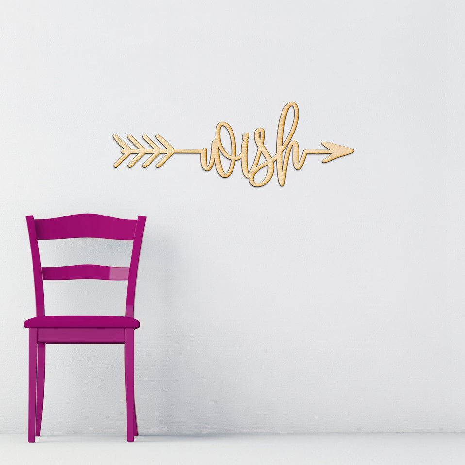 Wish Arrow Wood Sign